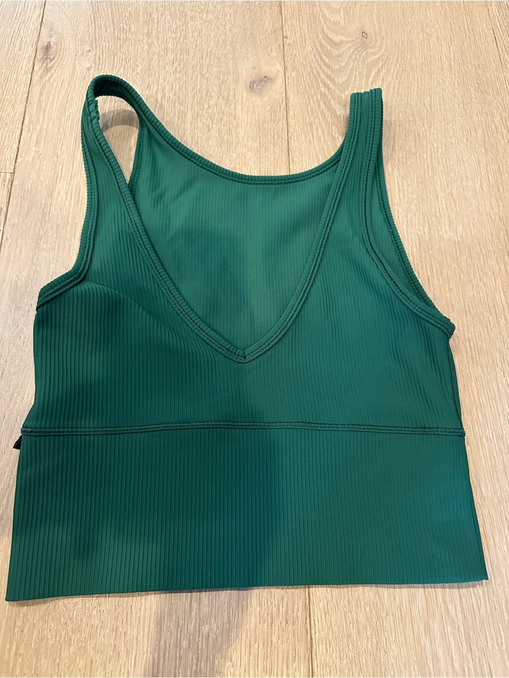 Lululemon Green Ribbed V-Neck/High Neck Crop Tank — Women (universal neckline)